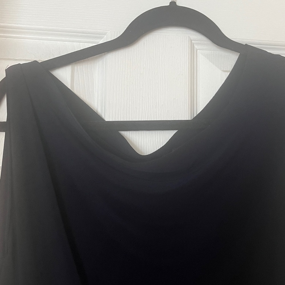 Norma Kamali Drop Asymmetric Shoulder A-line Long Navy Dress Size Medium - Picture 9 of 12